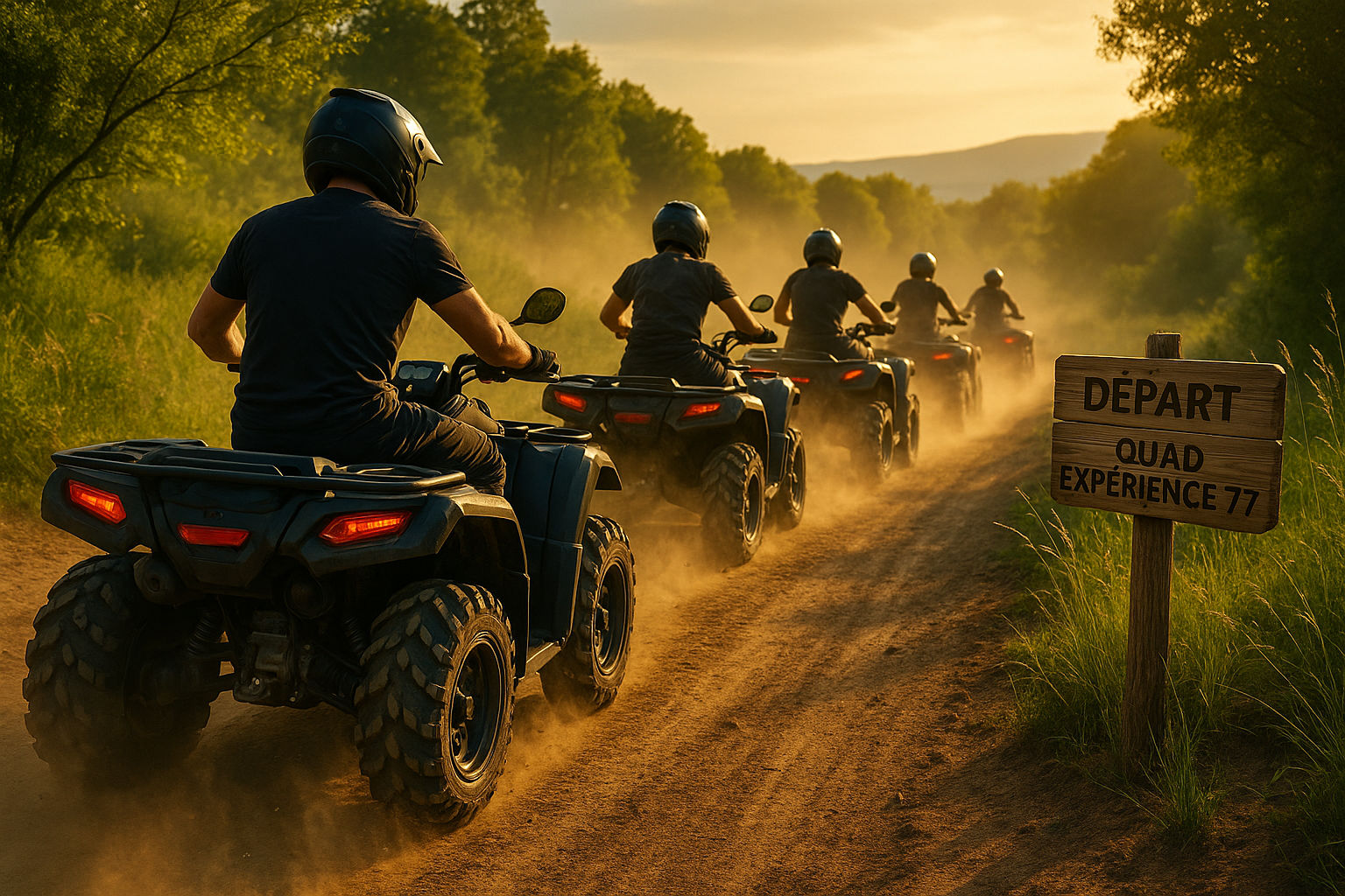 Randonnée en quad au coucher du soleil